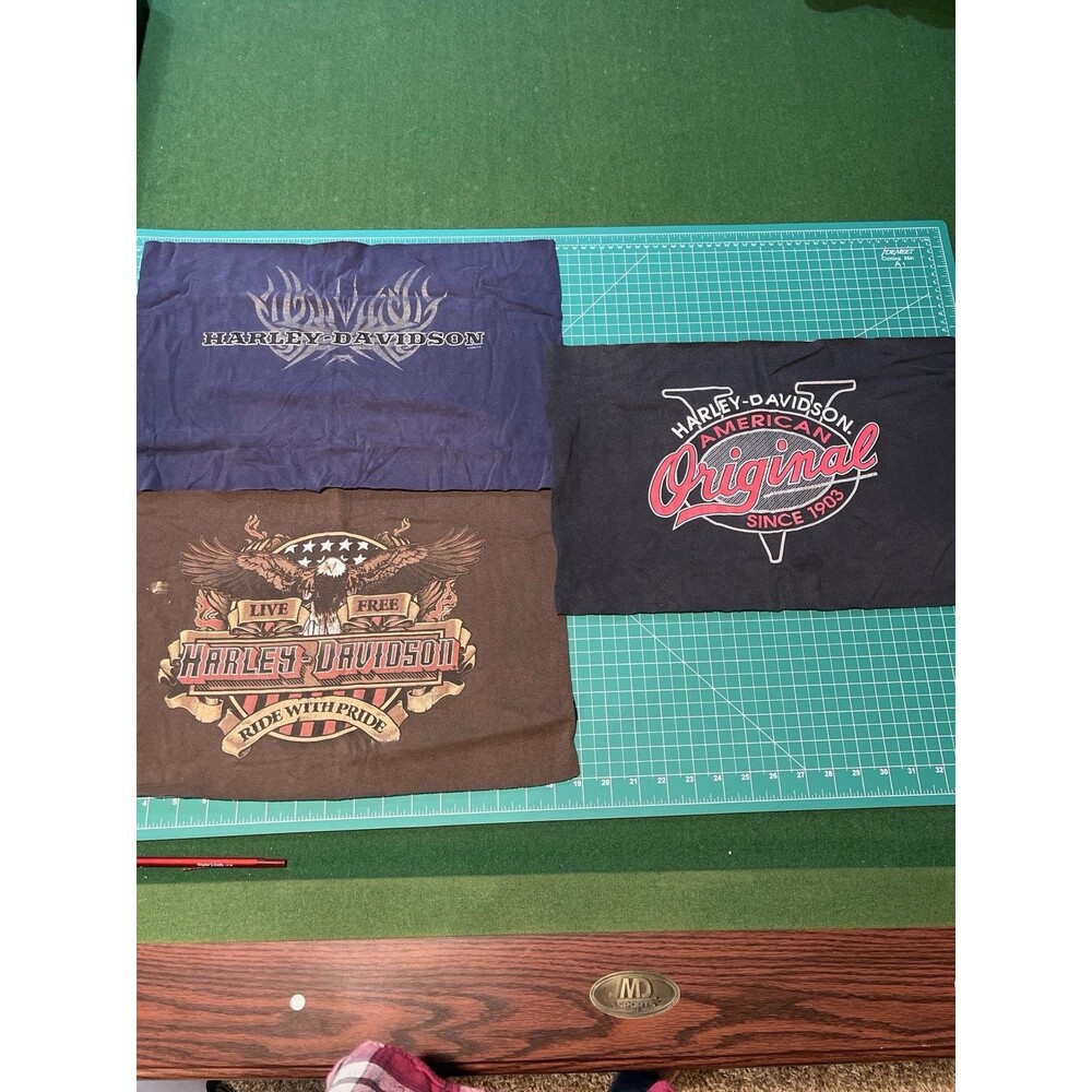 Harley Davidson Shirt Graphic Cut Panels Biker Patch Quilt Craft Lot 3